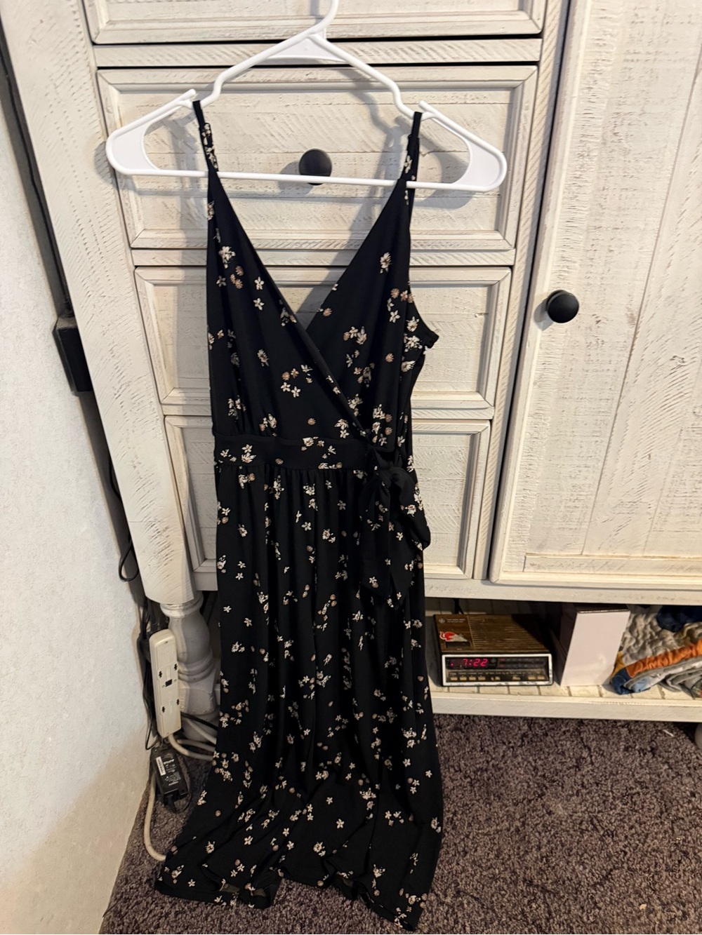 Black Floral Wrap Jumpsuit with Tie Waist